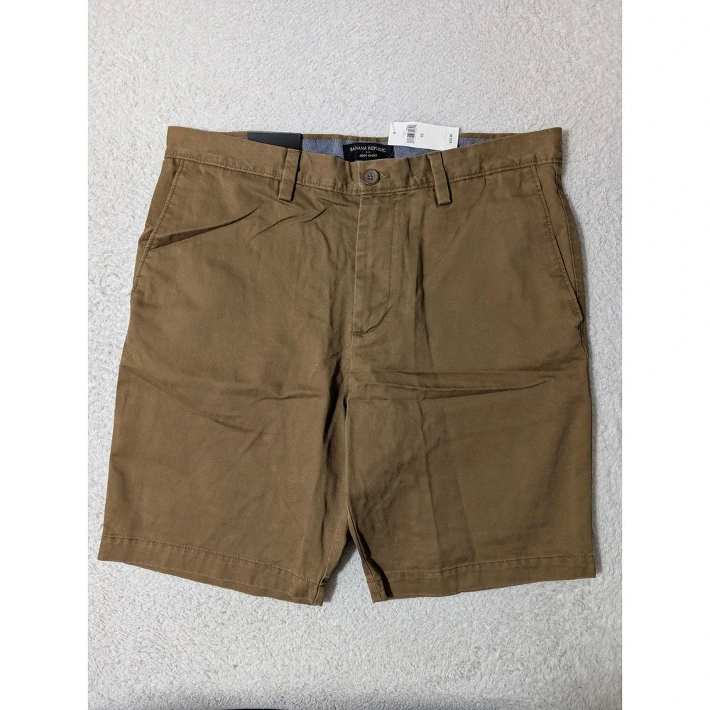 NEW Banana Republic Aiden Shorts Mens 32/10 Brown Slim Fit Cotton‎ Chino $55